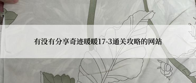 有没有分享奇迹暖暖17-3通关攻略的网站