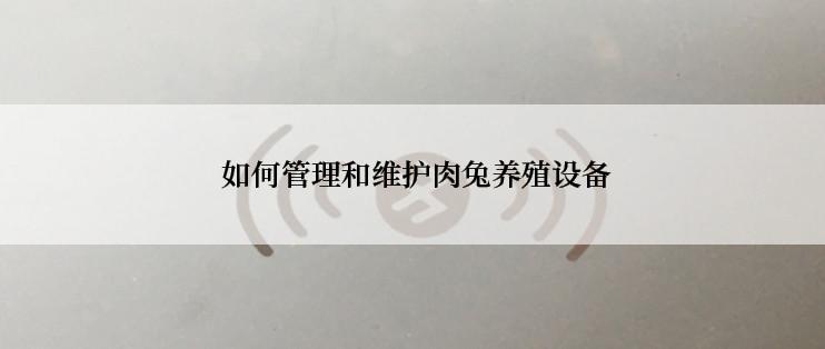  如何管理和维护肉兔养殖设备